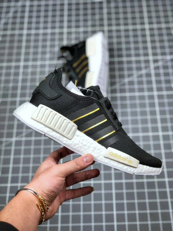 Adidas NMD R1 Black Gold Metallic Crystal White FW6433 For Sale