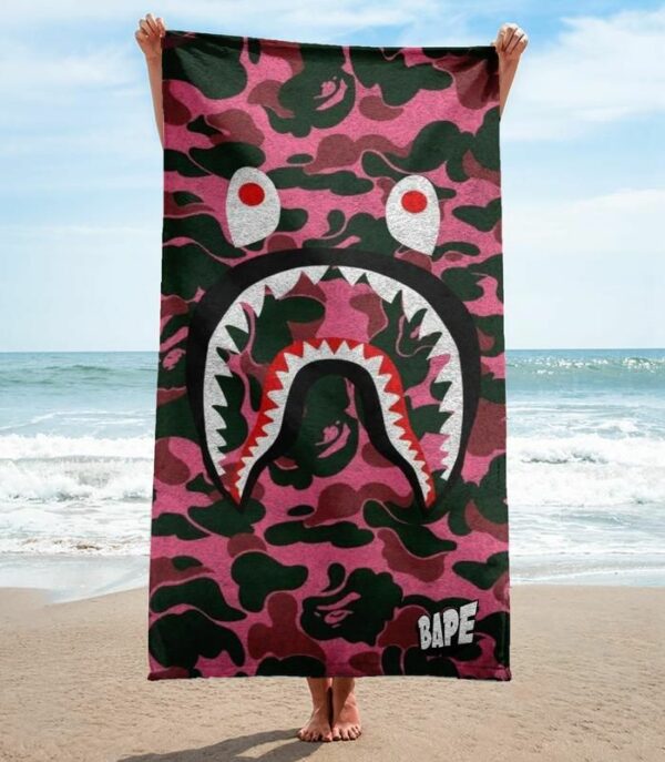 Bape Shark Beach Towel Soft Cotton Luxury Summer Item Accessories Fashion
