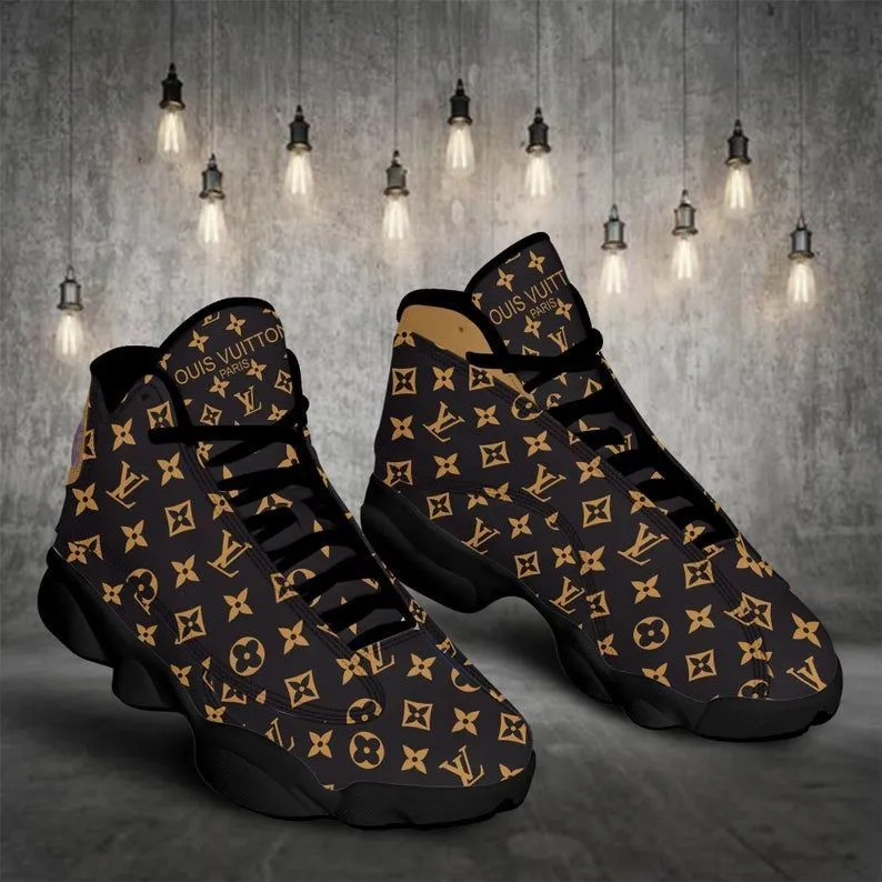 Louis Vuitton Black Brown Air Jordan 13 Fashion Shoes Trending Sneakers Luxury