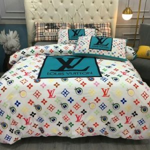 Louis Vuitton Logo Brand Bedding Set Bedspread Luxury Home Decor Bedroom