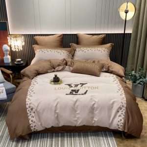 Louis Vuitton Logo Brand Bedding Set Luxury Home Decor Bedspread Bedroom