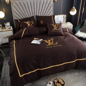 Louis Vuitton Logo Brand Bedding Set Bedroom Home Decor Bedspread Luxury