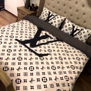 Louis Vuitton Logo Brand Bedding Set Bedroom Home Decor Bedspread Luxury