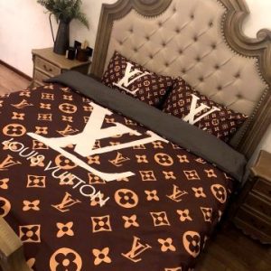 Louis Vuitton Logo Brand Bedding Set Bedspread Luxury Home Decor Bedroom