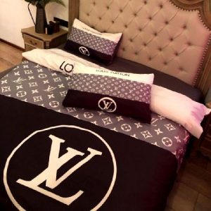 Louis Vuitton Logo Brand Bedding Set Bedroom Home Decor Bedspread Luxury