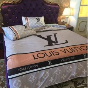 Louis Vuitton Customized Logo Brand Bedding Set Luxury Bedspread Home Decor Bedroom