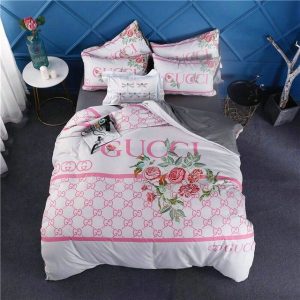 Gucci Logo Brand Bedding Set Home Decor Luxury Bedspread Bedroom