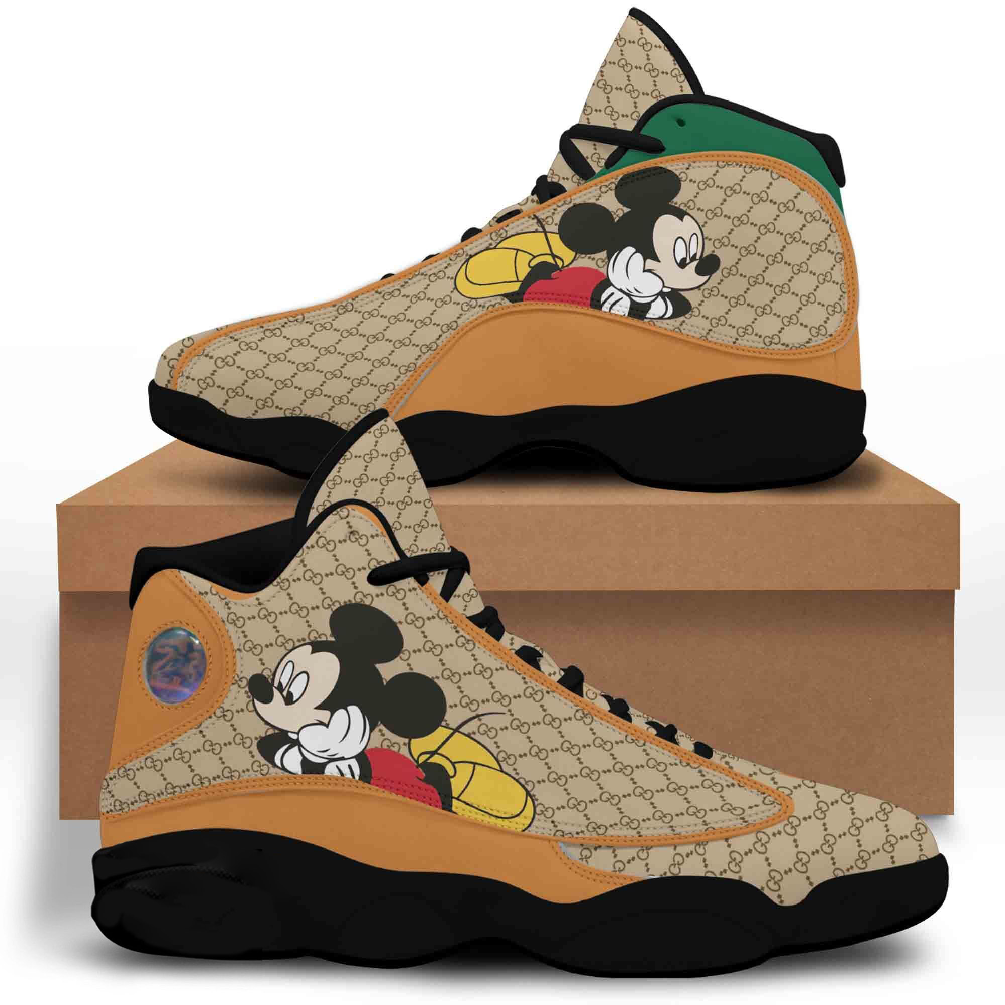 Mickey Gucci Black  Air Jordan 13 Shoes Trending Sneakers Fashion Luxury
