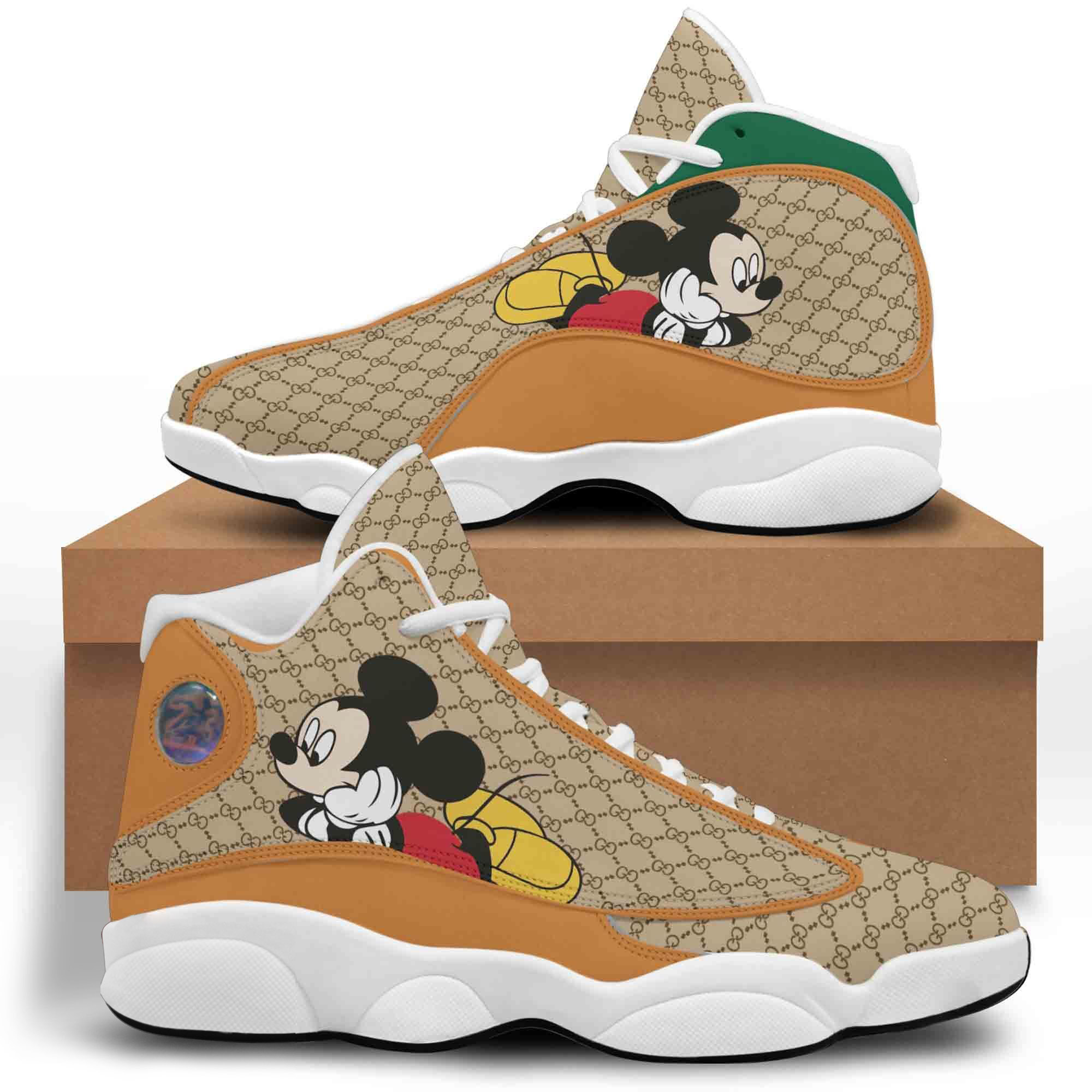 Mickey Gucci White  Air Jordan 13 Shoes Fashion Sneakers Trending Luxury