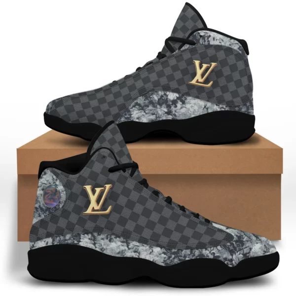 Louis Vuitton LV Grey Air Jordan 13 Shoes Fashion Luxury Sneakers Trending