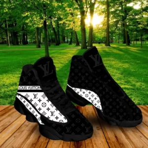 Louis Vuitton Black White LV Air Jordan 13 Fashion Shoes Luxury Sneakers Trending