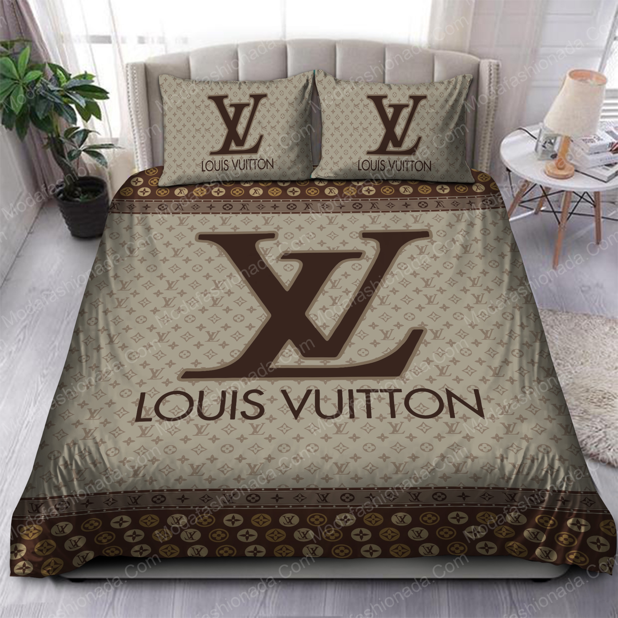 Louis Vuitton Logo Brand Bedding Set Home Decor Bedroom Bedspread Luxury