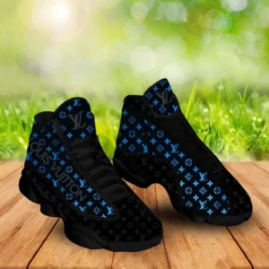 New Louis Vuitton Cyan Neon Black Air Jordan 13 Trending Sneakers Fashion Luxury Shoes