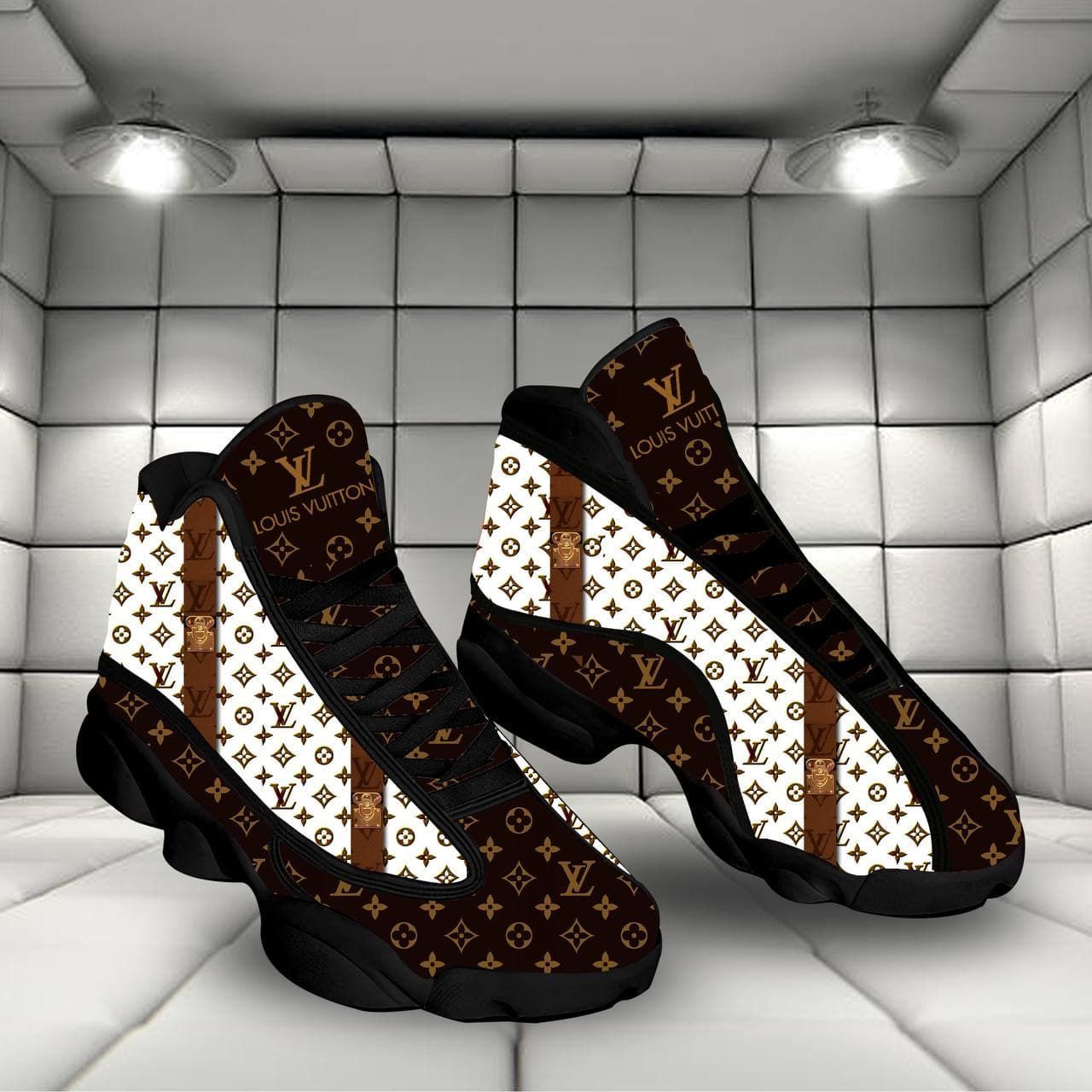 LV Louis Vuitton Black  White Air Jordan 13 Fashion Trending Shoes Luxury Sneakers