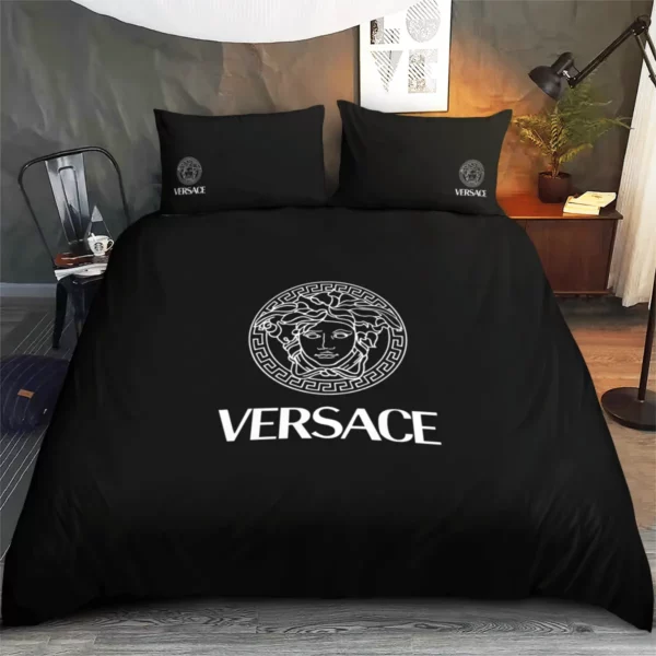 Gianni Versace Black Logo Brand Bedding Set Bedroom Bedspread Home Decor Luxury