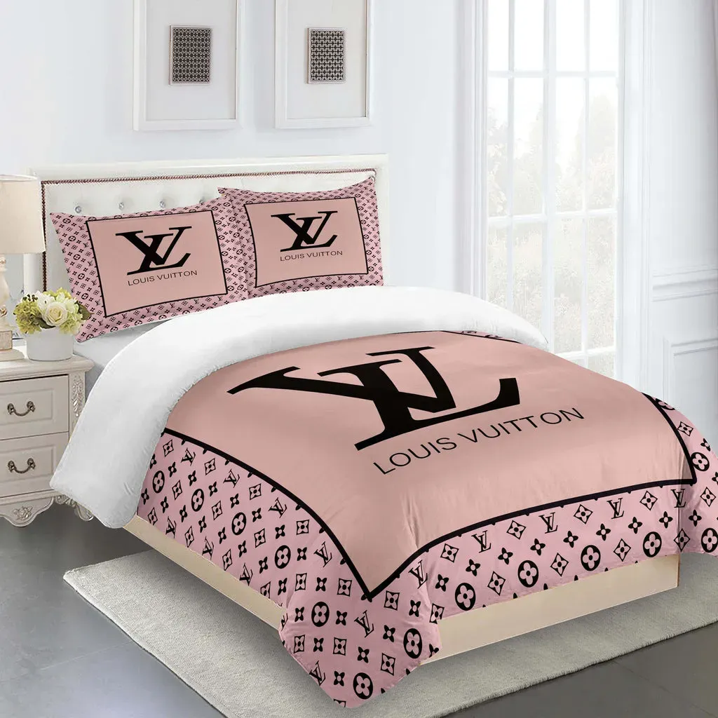 Louis Vuitton Logo Brand Bedding Set Luxury Bedroom Home Decor Bedspread