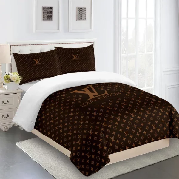 Louis Vuitton Logo Brand Bedding Set Bedroom Bedspread Luxury Home Decor