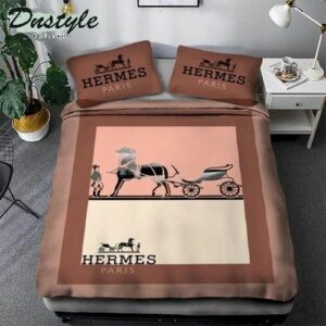 Hermes Paris Logo Brand Bedding Set Bedspread Luxury Bedroom Home Decor