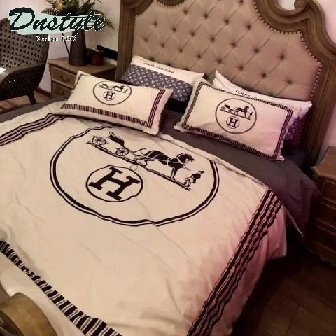 Hermes Paris Logo Brand Bedding Set Luxury Bedspread Home Decor Bedroom