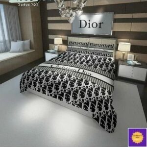 Dior Logo Brand Bedding Set Bedspread Luxury Bedroom Home Decor