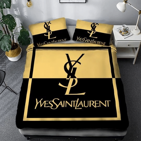 Yves Saint Laurent Logo Brand Bedding Set Home Decor Luxury Bedroom Bedspread