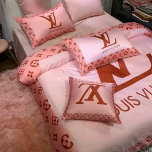 Louis Vuitton Pinky Logo Brand Bedding Set Bedroom Home Decor Bedspread Luxury