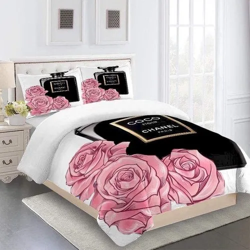 Chanel Coco Logo Brand Bedding Set Luxury Bedroom Home Decor Bedspread