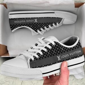 Louis vuitton black monogram low top canvas shoes sneakers