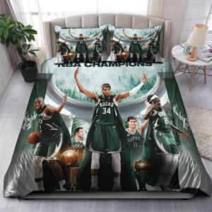 Milwaukee Bucks 2021 Nba Champions 01 Logo Type 1243 Bedding Sets Sporty Bedroom Home Decor