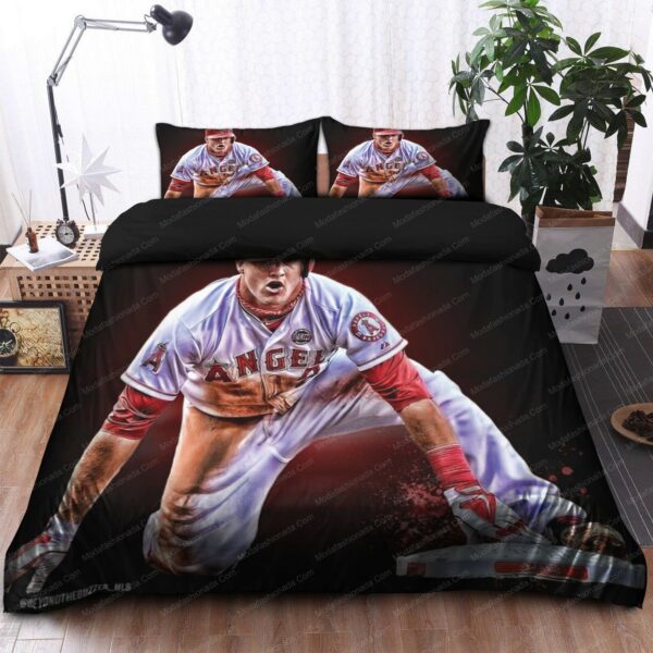 Mike Trout Los Angeles Angels Mlb 18 Logo Type 1459 Bedding Sets Sporty Bedroom Home Decor