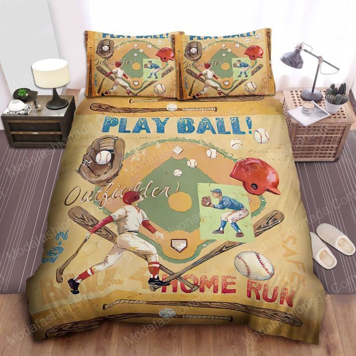 Play Ball Home Run Baseball Sport 17 Logo Type 1597 Bedding Sets Sporty Bedroom Home Decor