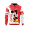 Louis Vuitton Supreme Mickey Mouse Red White Type 573 Luxury Hoodie Outfit Fashion Brand