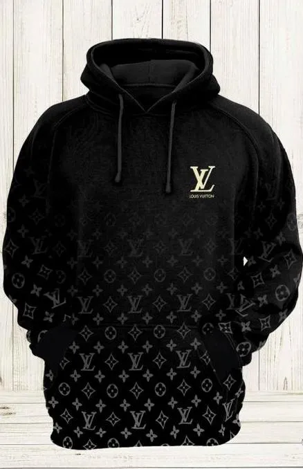 Louis Vuitton Grey Black Type 445 Hoodie Outfit Fashion Brand Luxury