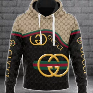 Gucci Black Beige Golden Type 352 Hoodie Outfit Fashion Brand Luxury