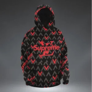 Louis Vuitton Supreme Black Red Type 207 Luxury Hoodie Outfit Fashion Brand