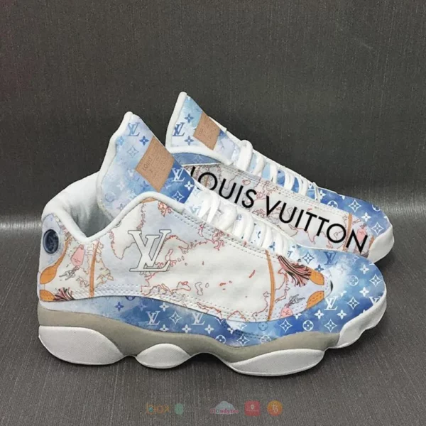 Louis Vuitton White Blue LV Air Jordan 13 Sneakers Luxury Shoes Fashion Trending