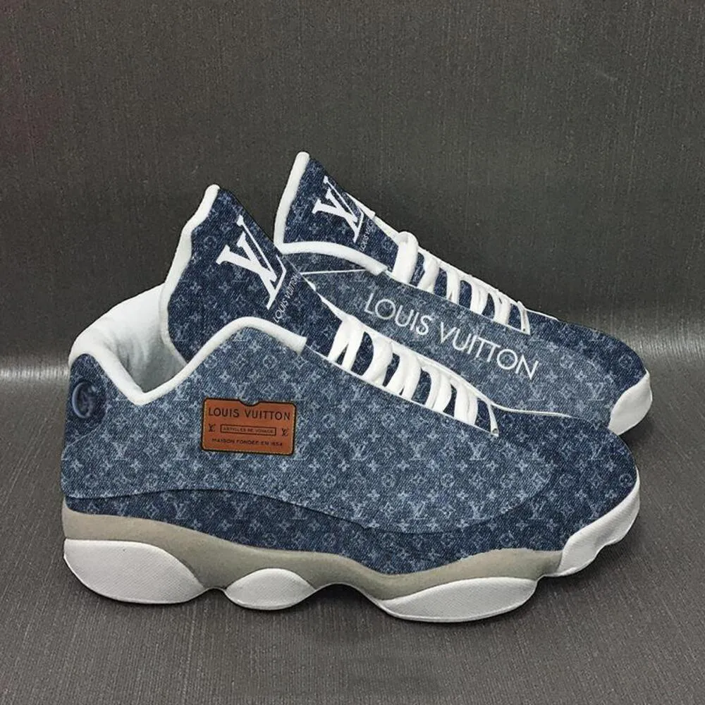 Louis Vuitton Blue LV Air Jordan 13 Trending Luxury Sneakers Fashion Shoes