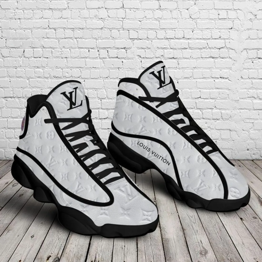 Louis Vuitton Grey LV Air Jordan 13 Luxury Fashion Sneakers Trending Shoes