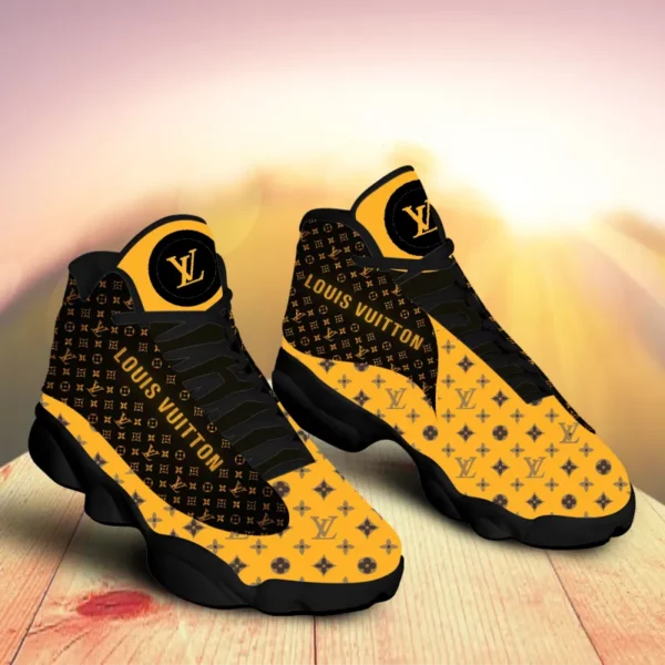 Louis Vuitton Yellow Brown LV Air Jordan 13 Sneakers Shoes Luxury Fashion Trending