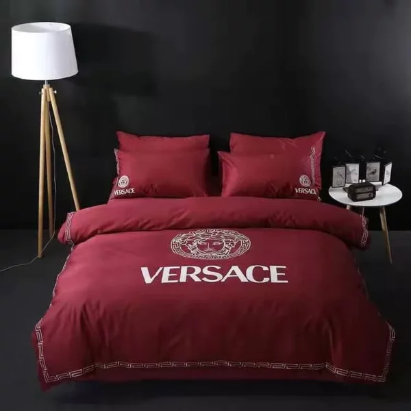 Versace Red Logo Brand Bedding Set Home Decor Luxury Bedroom Bedspread