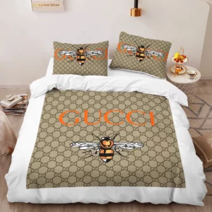 Gucci Bee Louis Vuitton Logo Brand Bedding Set Luxury Bedroom Home Decor Bedspread