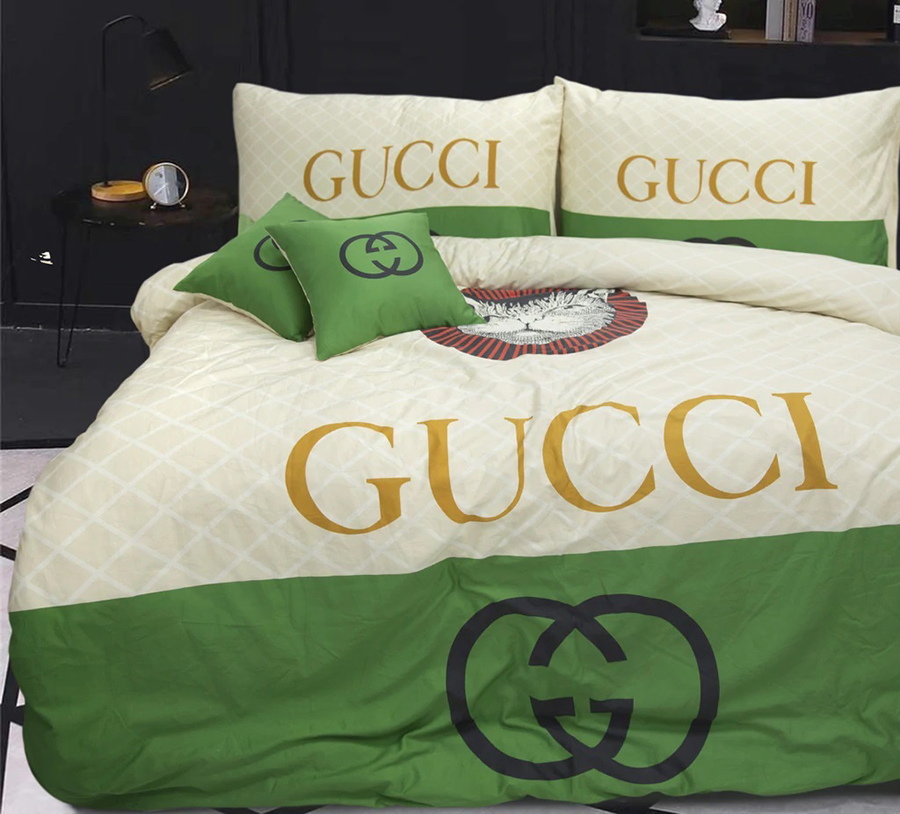 Gucci Catty Logo Brand Bedding Set Bedspread Luxury Home Decor Bedroom