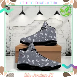 LV Louis Vuitton  Gray White Logo Air Jordan 13 Trending Shoes Sneakers Fashion Luxury