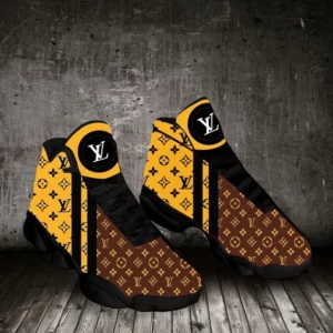 Louis Vuitton Brown Yellow Air Jordan 13 Fashion Shoes Luxury Trending Sneakers