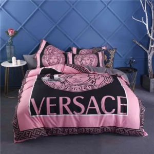 Versace Pinky Logo Brand Bedding Set Bedspread Home Decor Luxury Bedroom