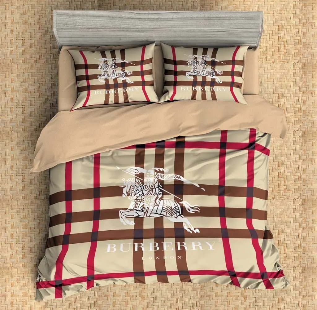 Burberry Logo Brand Bedding Set Home Decor Bedspread Bedroom Luxury