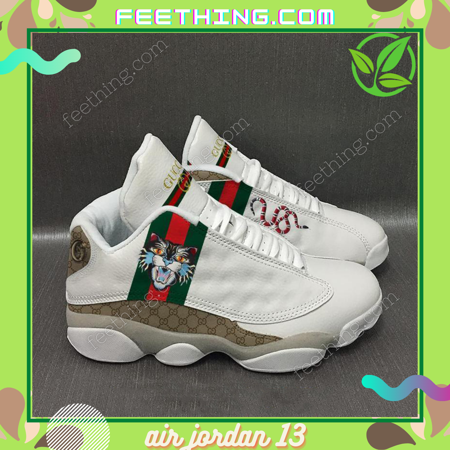 Gucci Tiger Multi Color  Logo Air Jordan 13 Shoes Fashion Sneakers Luxury Trending