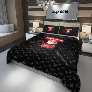 Louis Vuitton Supreme Dragon Ball Louis Vuitton Logo Brand Bedding Set Luxury Home Decor Bedroom Bedspread