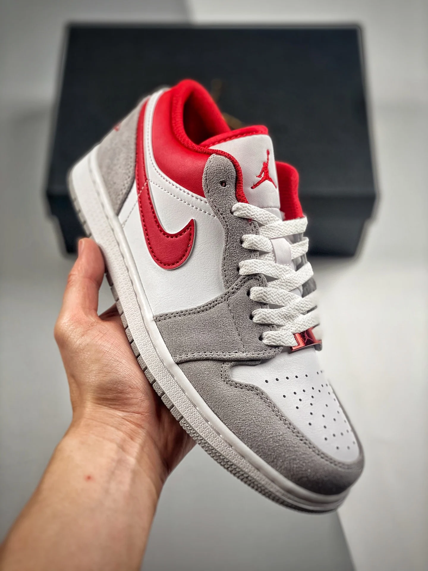 Air Jordan 1 Low Light Smoke Grey White-Gym Red DC6991-016 For Sale