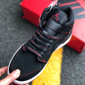 Air Jordan 1 Mid Fearless Black Gym Red-White For Sale